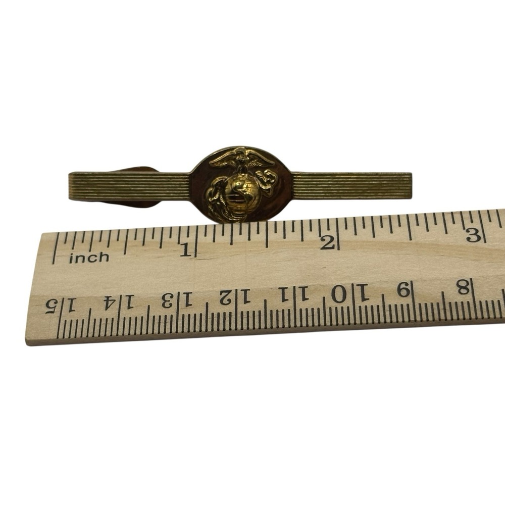 USMC Marine Corps Tie Bar Clip Swank Eagle Anchor Globe Gold Tone Military‎ VTG - Picture 10 of 10